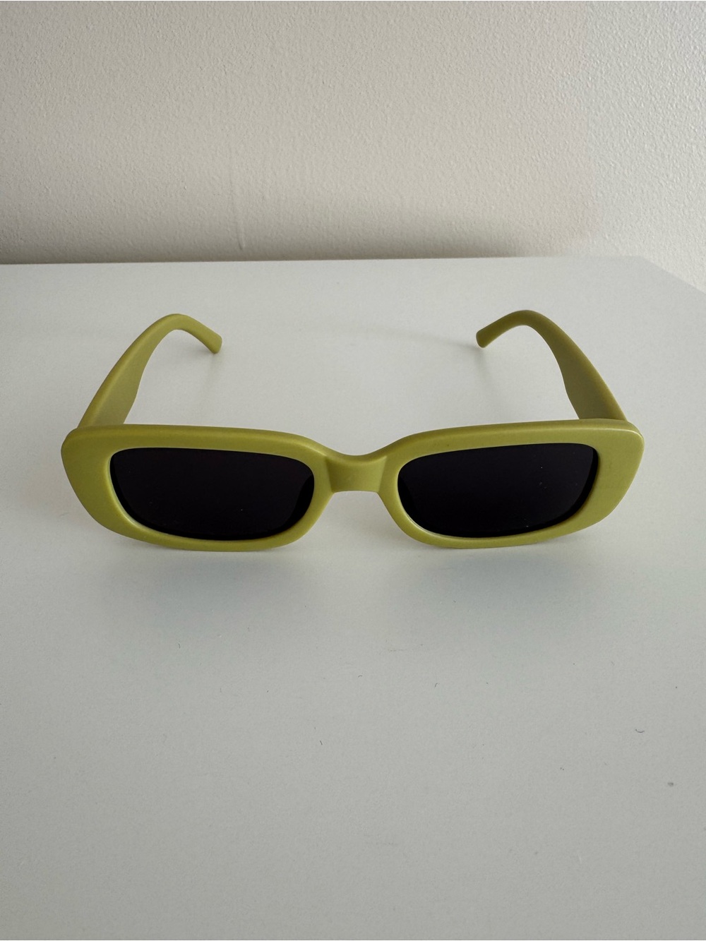 Olive Green Rectangular Retro Sunglasses